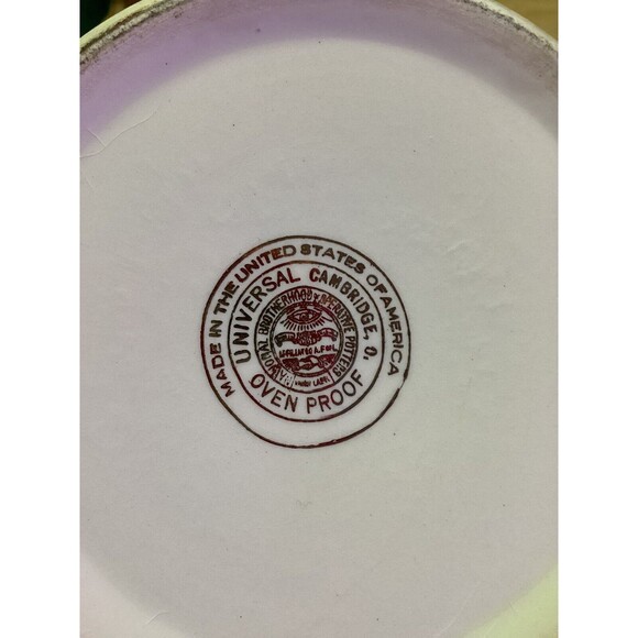 Vintage Bowl Universal Potteries Ovenproof USA White Floral Print Blue Rim MCM - Picture 5 of 13